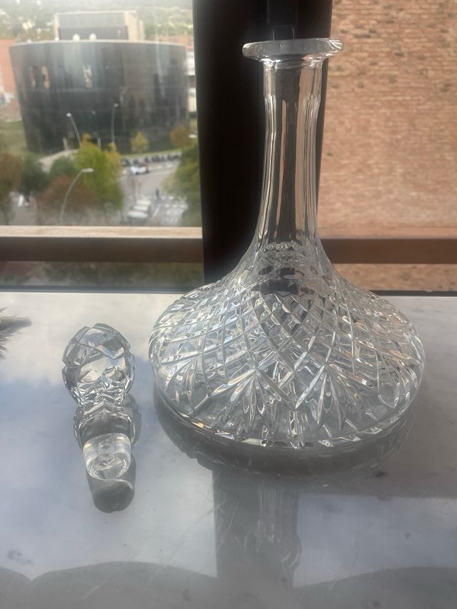 Botella Decantador Cristal Tallado Antiguo