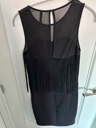 Vestido fiesta flecos negro talla S