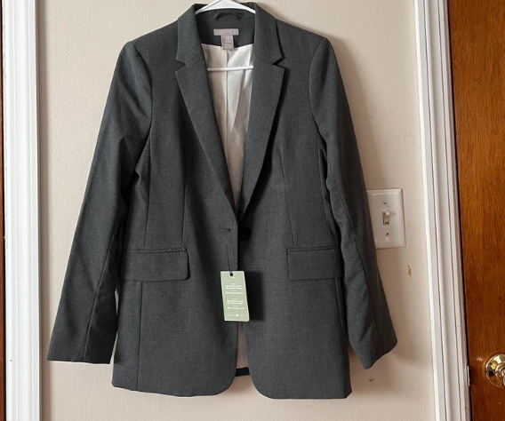 New Gray Single Breasted Blazer
