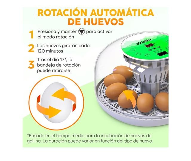 Incubadora Automática Huevos hasta 24