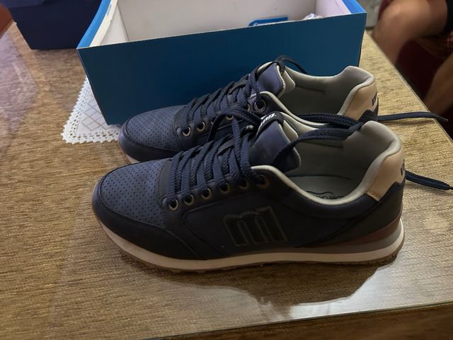 Zapatillas Mustang Hombre Azul Beige