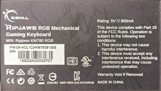 Teclado G.Skill KM780 RGB Averiado