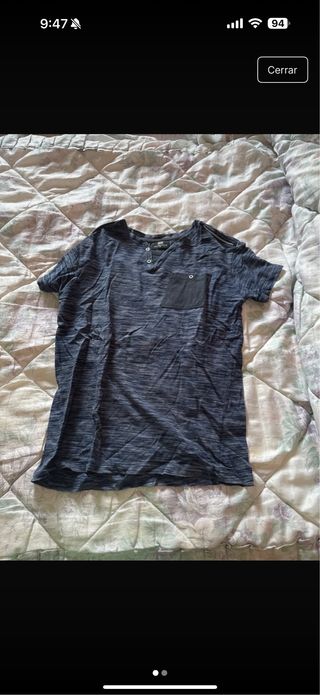 Camiseta hombre azul y gris
