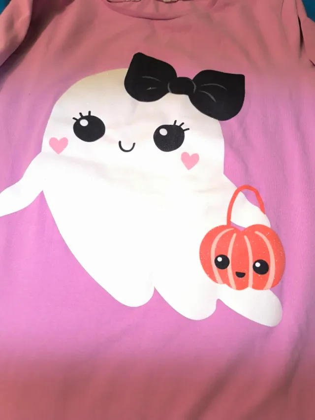 Camiseta niña manga larga fantasma y calabaza