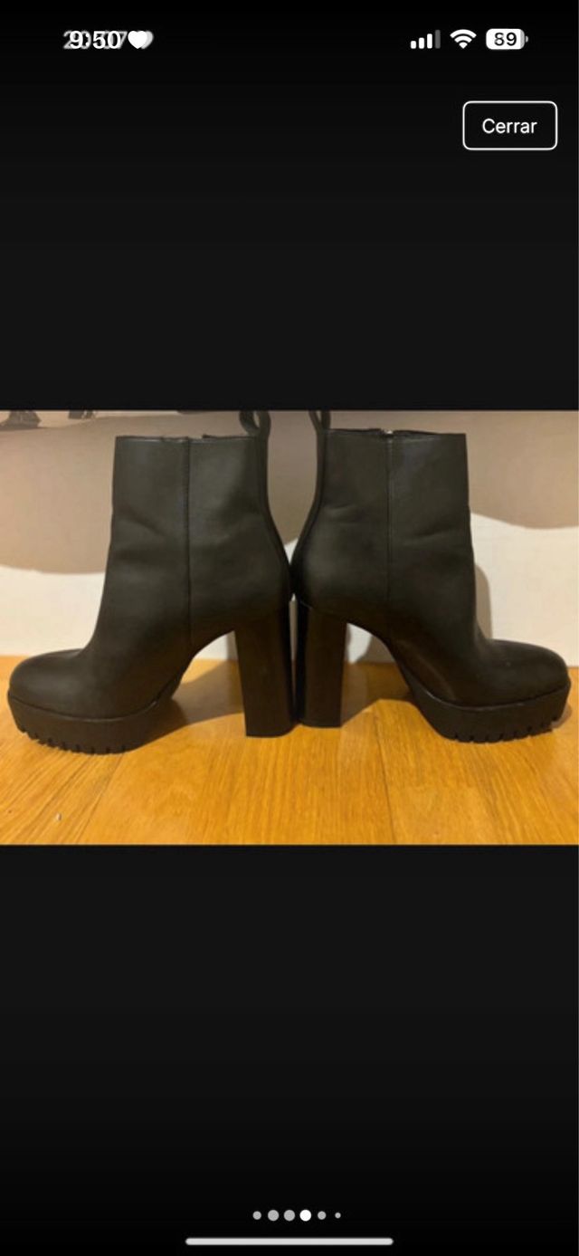 Botines Zara Tacón Plataforma Negro