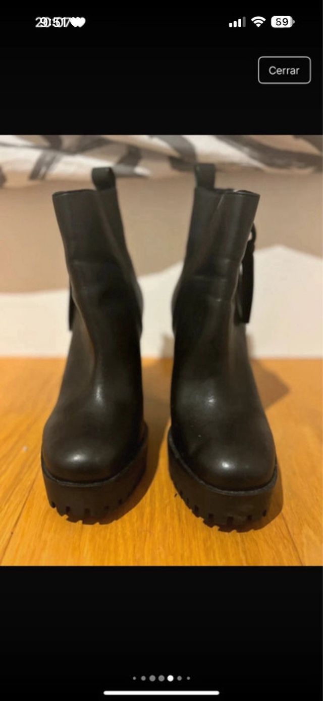 Botines Zara Tacón Plataforma Negro