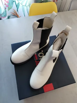 Botas de piel Chelsea Tommy Hilfiger Mujer Blancas