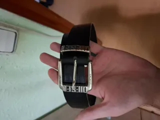 Cinturón Piel Diesel Negro Hebilla Metálica