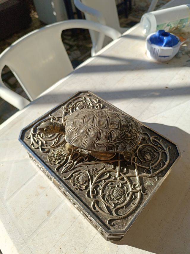 Joyero antiguo con diseño floral