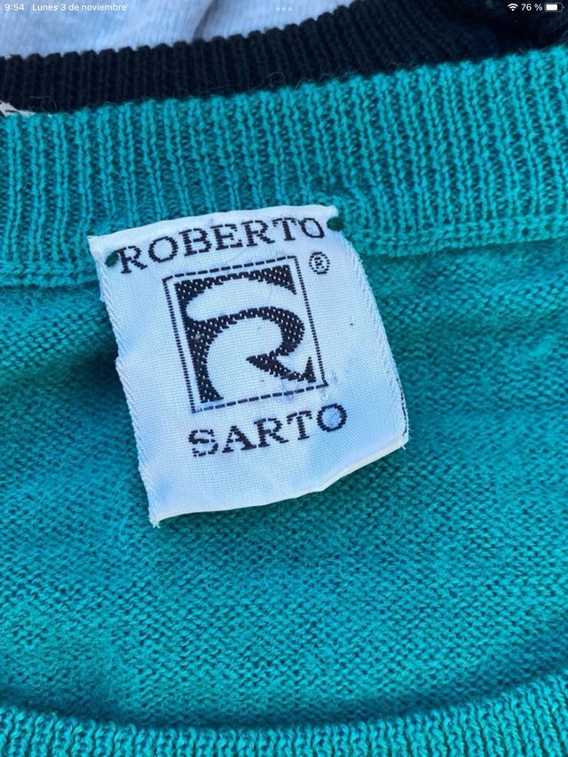 Jersey Roberto Sarto Rayas Azul Marino y Turquesa