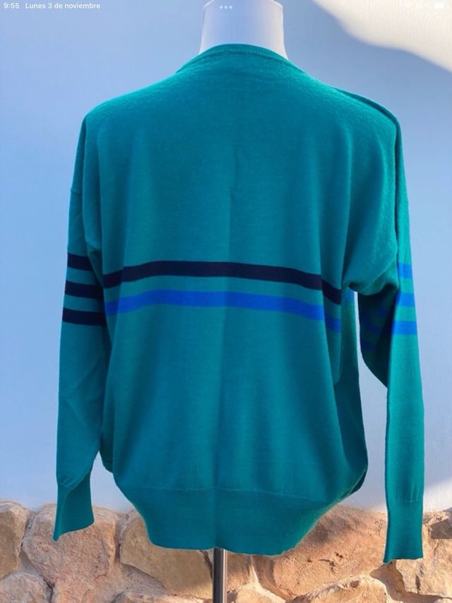 Jersey Roberto Sarto Rayas Azul Marino y Turquesa