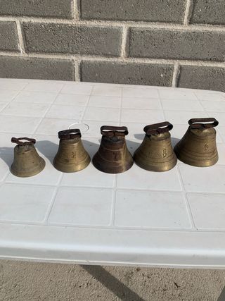 Set 5 Campane Bronzo Antiche Numerata