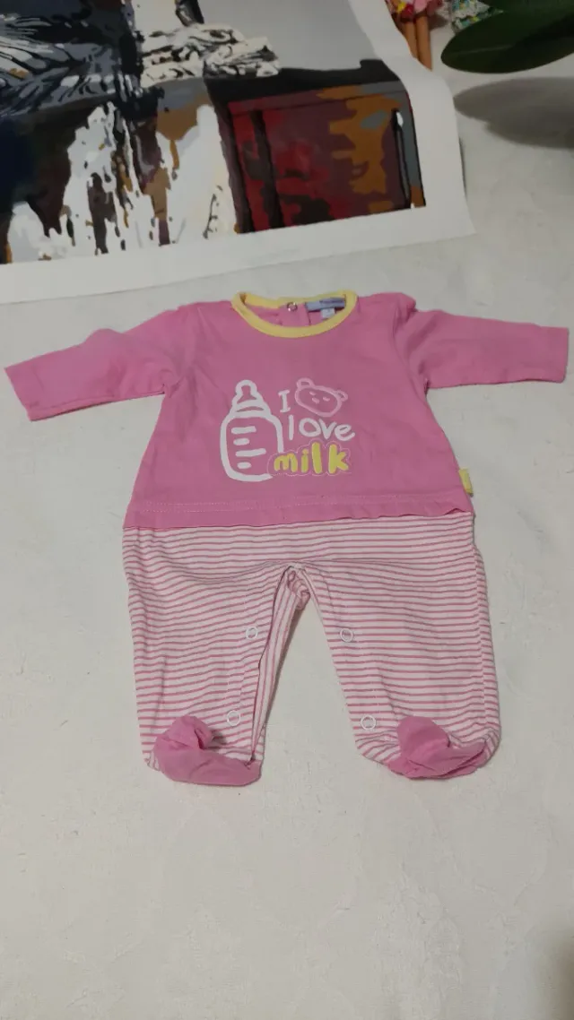 Pijama bebé rosa I love milk