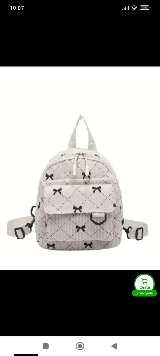 Mochila pequeña con estampado de lazos