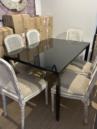 Mesa Comedor Cristal Negro Extensible