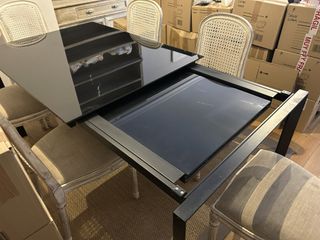 Mesa Comedor Cristal Negro Extensible