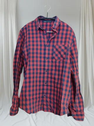 Camicia quadri Bershka uomo rosso/blu