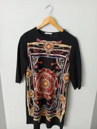 Vestido Zara Estampado Cadena Talla M