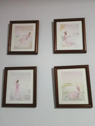 Set di 4 quadri ad acquerello da donna