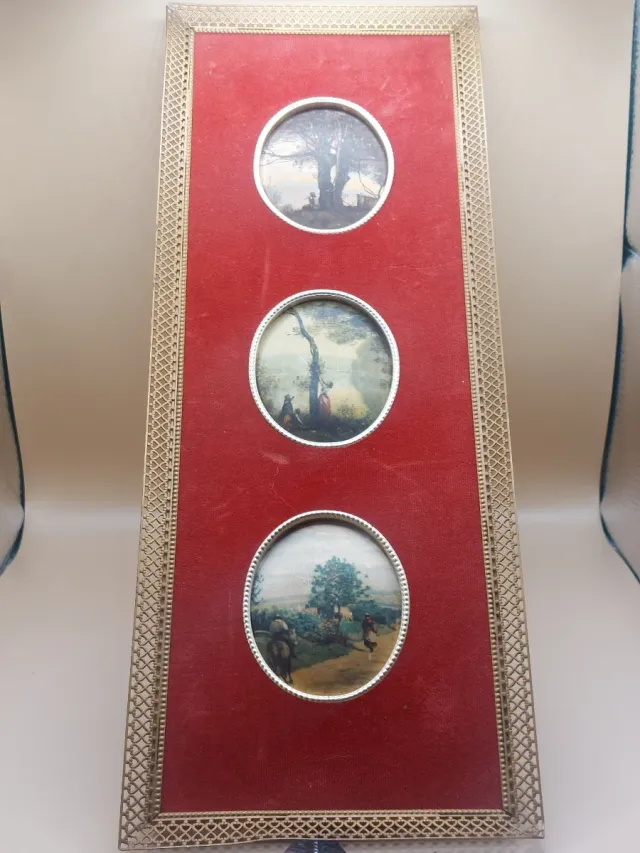 Trittico italiano miniature in seta