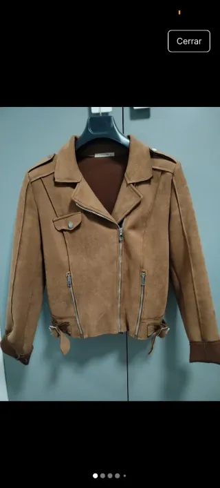 Chaqueta Biker efecto ante marrón T.40-42