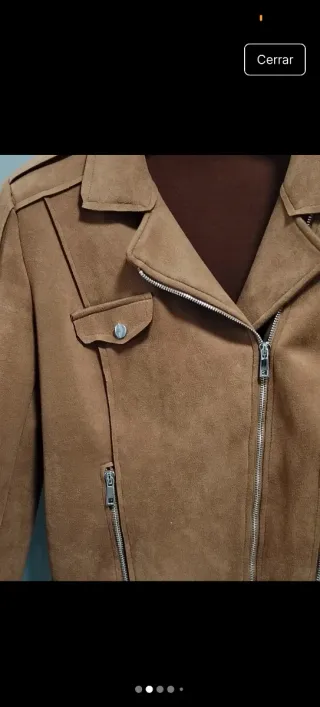 Chaqueta Biker efecto ante marrón T.40-42