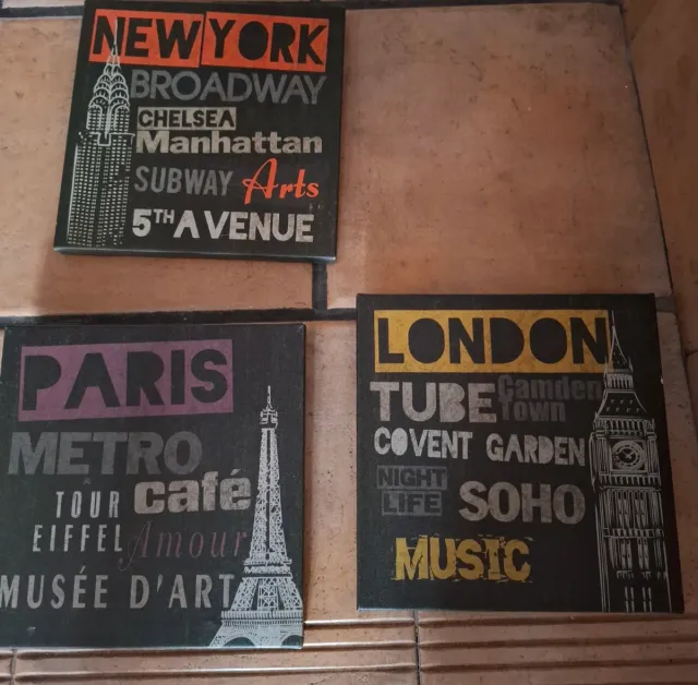 3 Cuadros Decorativos Ciudades