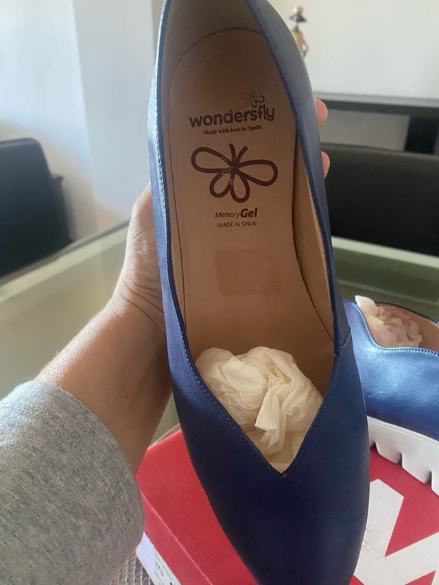 Zapatos Wonders Azul Piel Talla 40 Nuevos