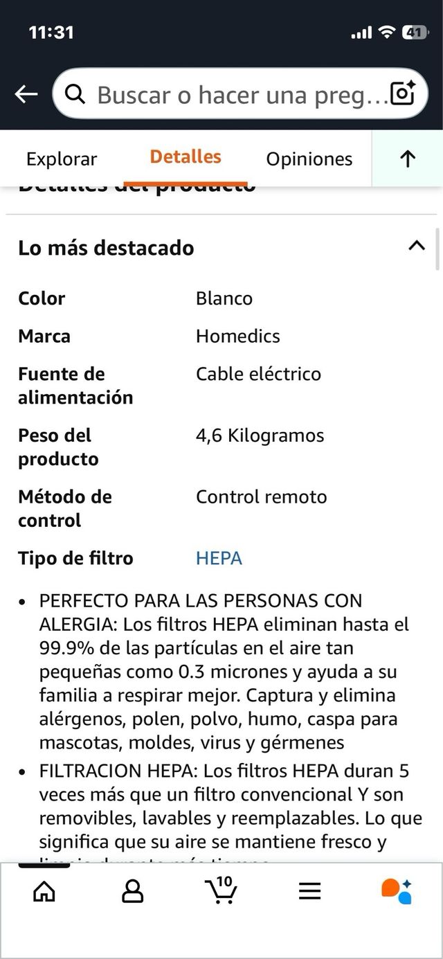 Purificador de aire 5 en 1