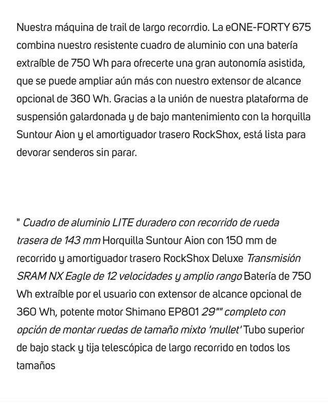Mérida Eone forty 675 liquidación