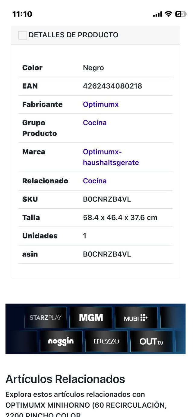 Horno Eléctrico Optimum 60 Litros