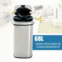 Cubo Basura HOMCOM 68L Acero Inox