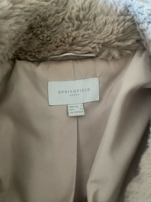 Abrigo peluche suave beige/marrón talla L