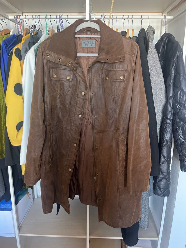 Abrigo de piel marrón oscuro ALTER EGO