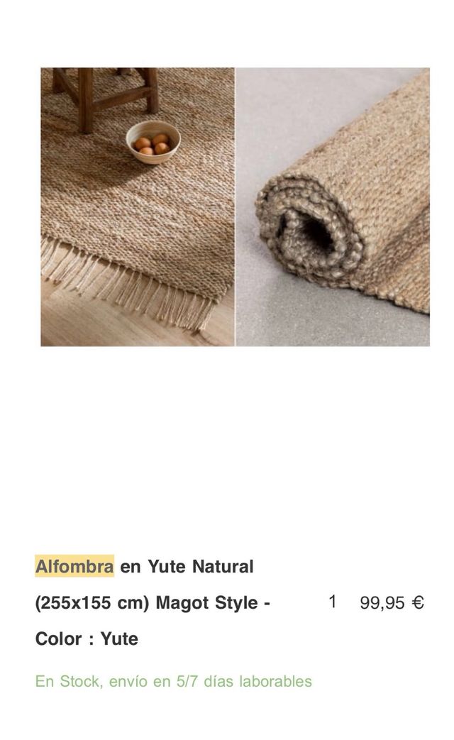 Alfombra Yute Sklum 255x155 cm