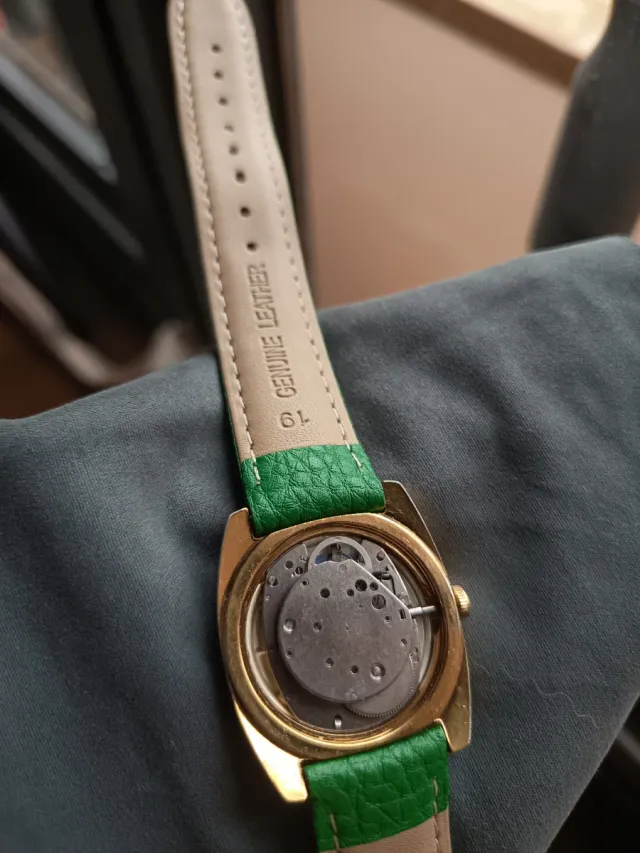 Reloj Timex Mecánico Dorado Correa Verde