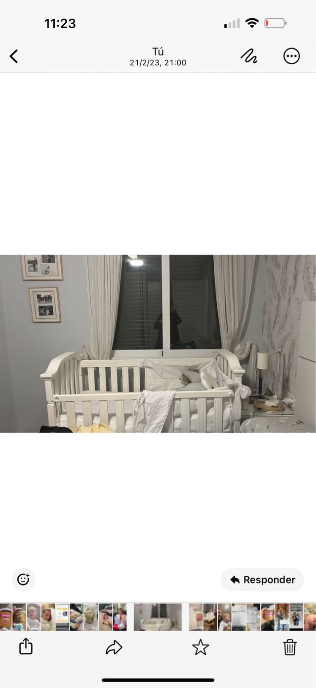 Culla per bambini bianca con materasso