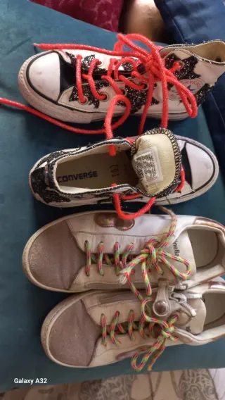 Set due paia scarpe bimba 6a Converse e Rondinella
