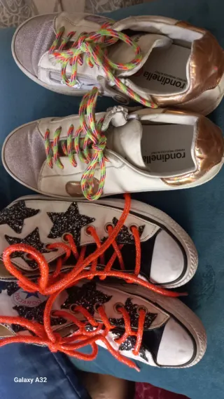 Set due paia scarpe bimba 6a Converse e Rondinella