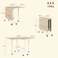 Mesa Comedor Plegable Roble con Ruedas