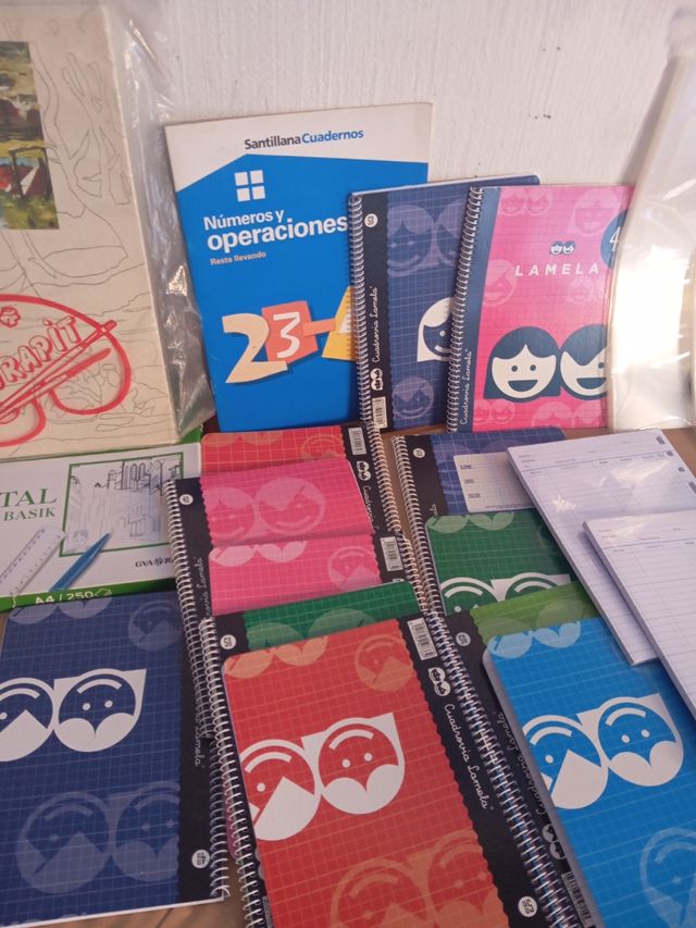 Lote papelería: cuadernos y más