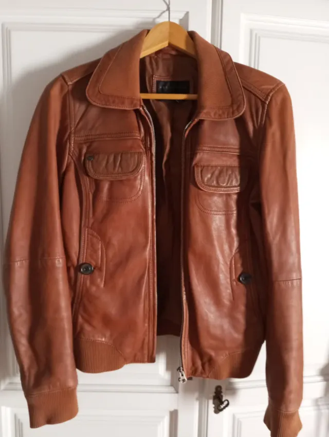 Cazadora Piel Mujer Marrón