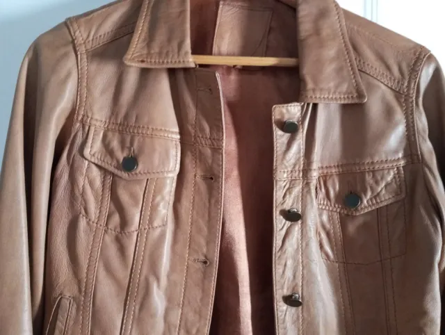 Chaqueta de piel marrón mujer