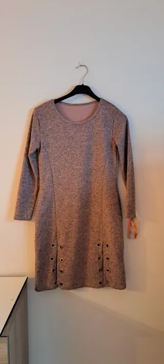 Vestido gris y rosa talla única