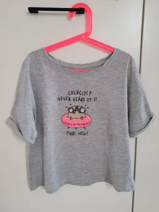 Camiseta manga corta Bershka talla S Pug Ejercici