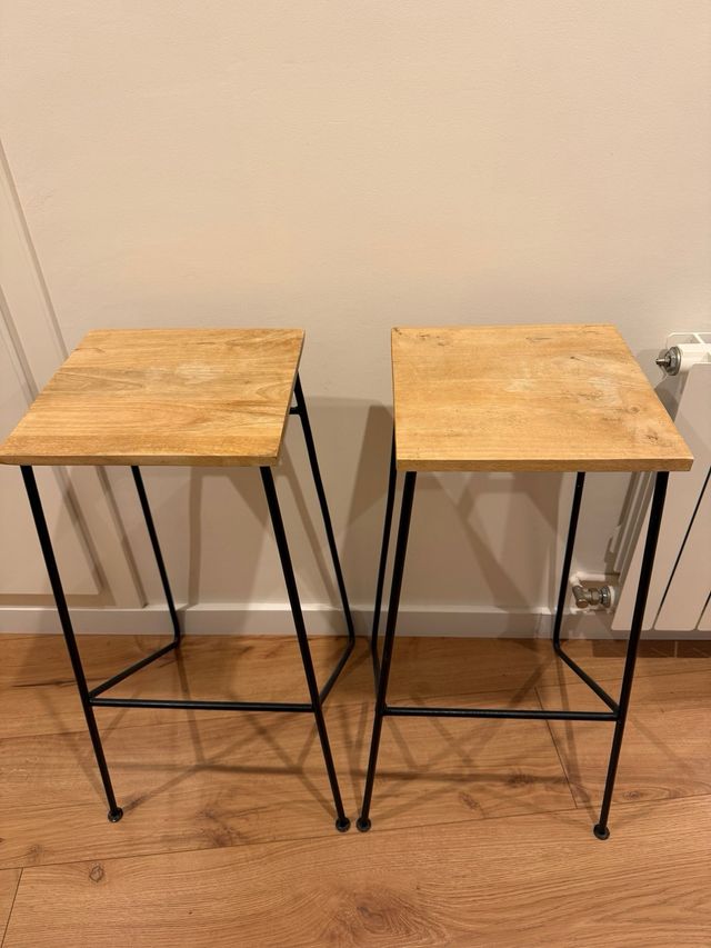 Par Taburetes Sklum Madera y Metal