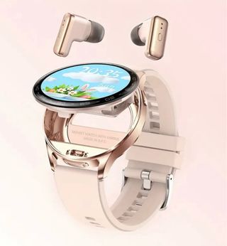 Reloj Inteligente con Auriculares Beige/Dorado
