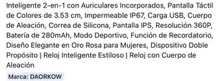 Reloj Inteligente con Auriculares Beige/Dorado
