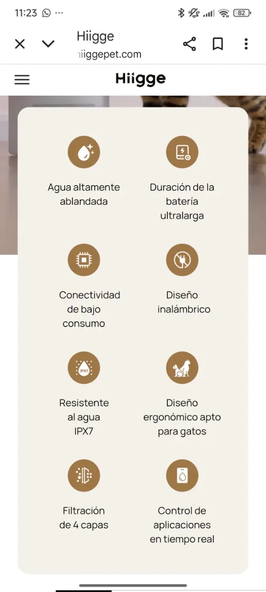 Fuente de agua premium para gatos Hiigge