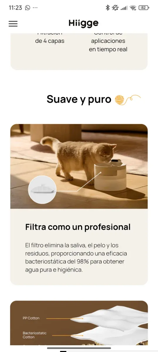 Fuente de agua premium para gatos Hiigge